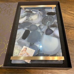 NEW Kendra Scott Tan Agate Rose Gold Stone Slab Tray 16x10